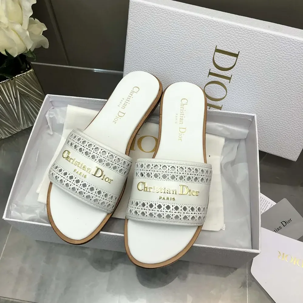 Dior White Calfskin with Openwork Microcannage Motif for Women