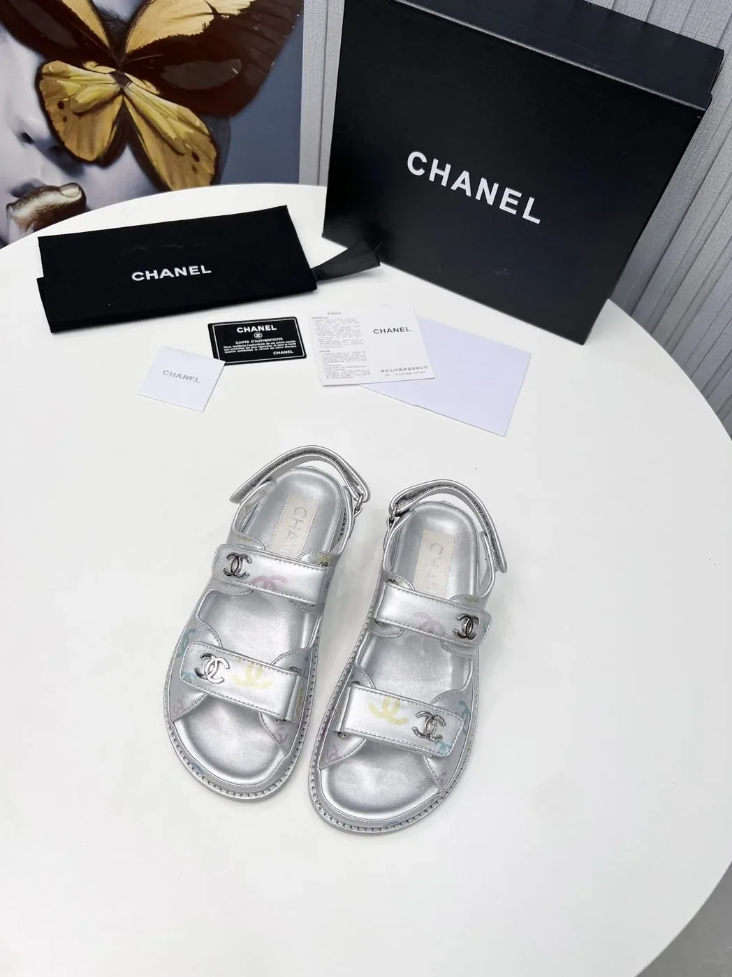 Chanel Sandals Sliver for Women