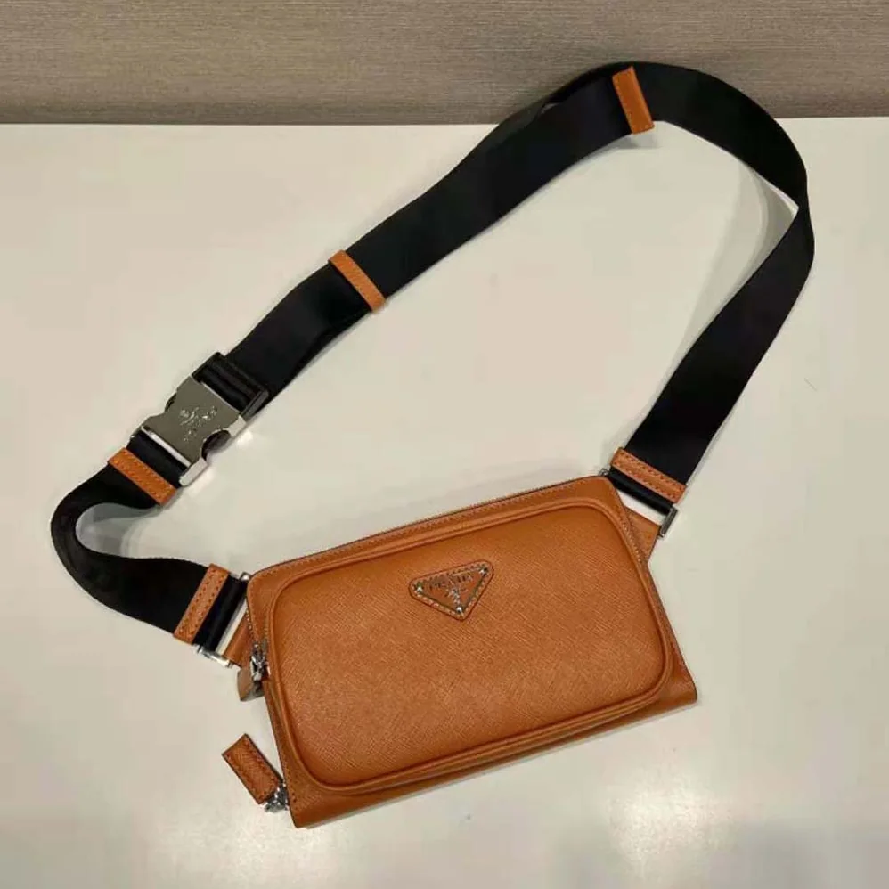 Prada Saffiano Leather Belt Bag for Men in Orange Prada Saffiano Leather Belt Bag for Men in Orange