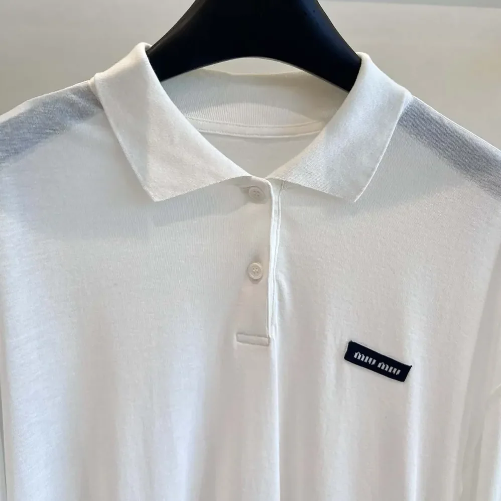 Miu Miu Ribbed Jersey Polo Shirt for Women