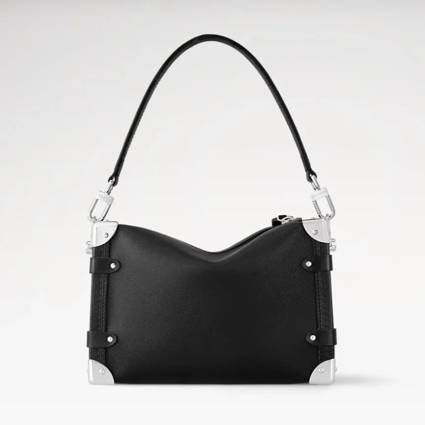 Louis Vuitton Side Trunk MM Shoulder Bag in Black Silver Hardware