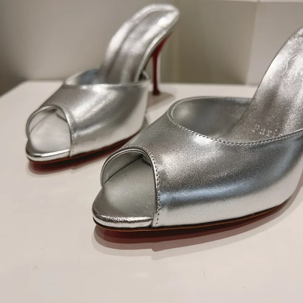 Christian Louboutin Me Dolly 100 mm Mules Nappa leather for Women in Silver Christian Louboutin Me Dolly 100 mm Mules Nappa leather for Women in Silver