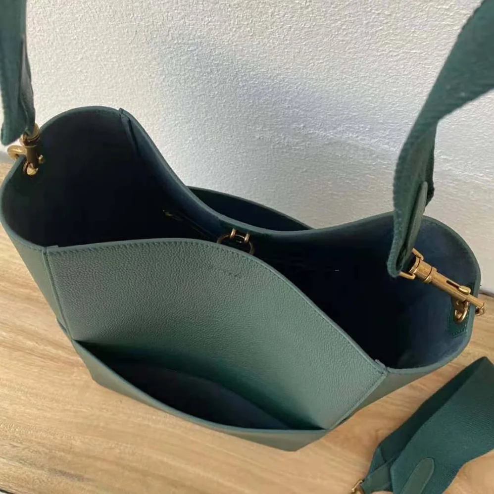 Celine Sangle Bucket Bag in Soft Grained Calfskin for Women in Green Celine Sangle Bucket Bag in Soft Grained Calfskin for Women in Green