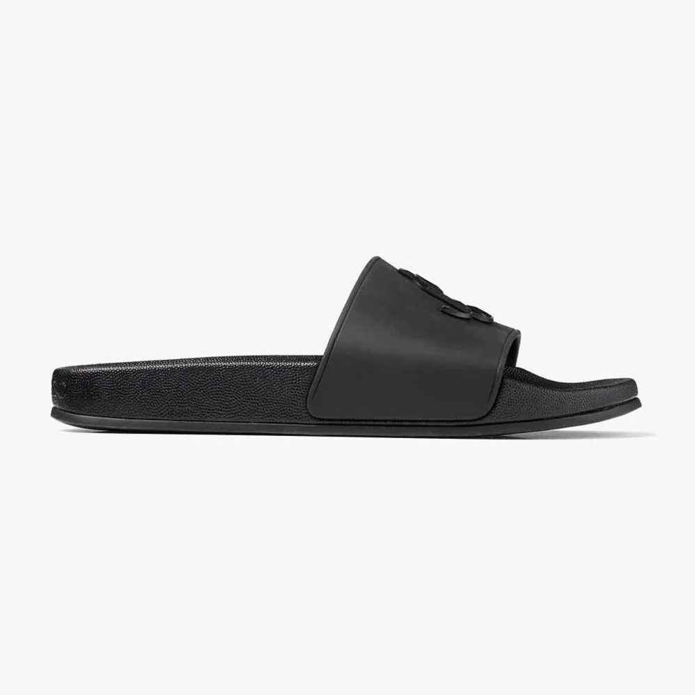 Jimmy Choo Port/F Black Rubber Slides with JC Monogram for Women Jimmy Choo Port/F Black Rubber Slides with JC Monogram for Women