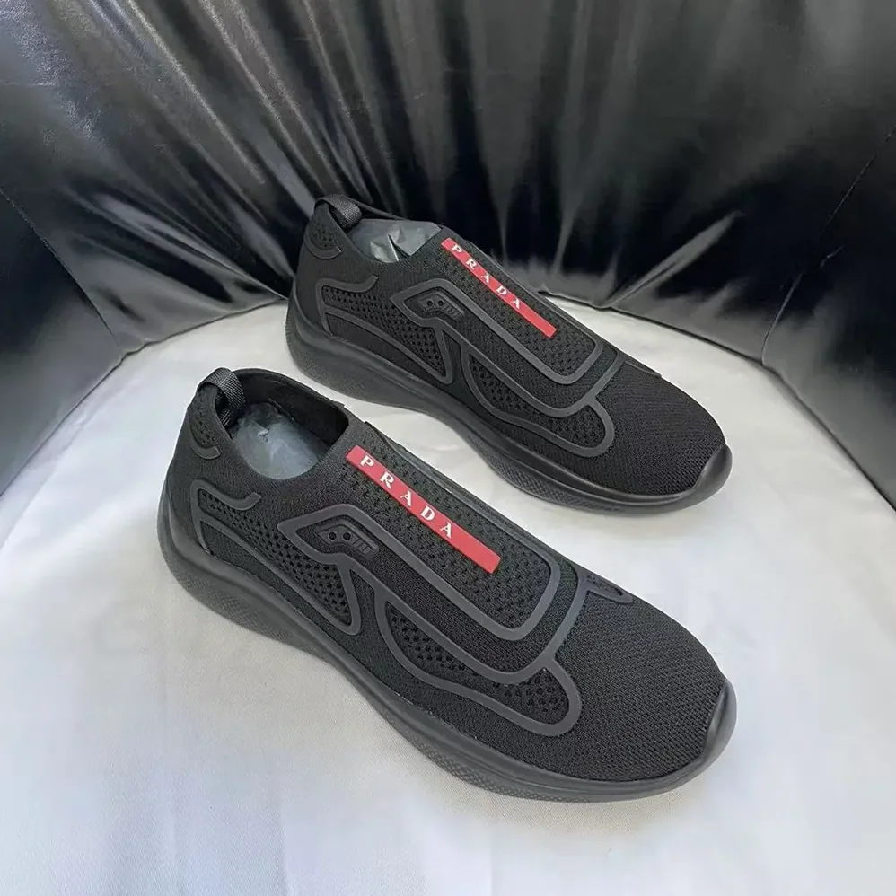 Prada Americas Cup Knit Slip-On for Men in Black