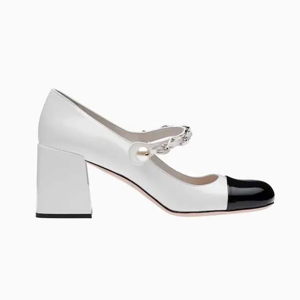 Miu Miu Patent Leather Pumps in 65 mm Heel Height for Women in White Miu Miu Patent Leather Pumps in 65 mm Heel Height for Women in White