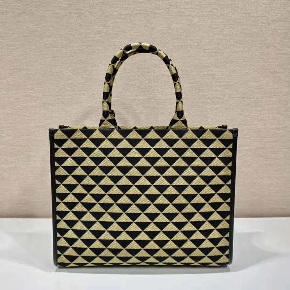Prada Large Prada Symbole Jacquard Fabric Handbag for Women in Brown
