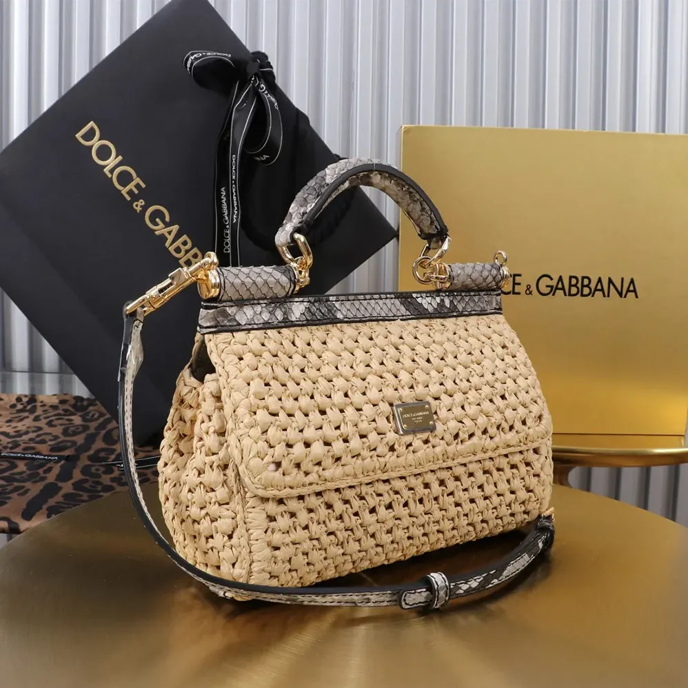 Dolce Gabbana D&G Mini Sicily Handbag in Crochet Raffia for Women