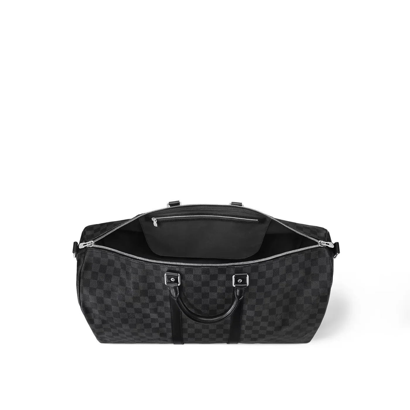 Louis Vuitton Keepall Bandouliere 55 Travel Bag / Black Damier Graphite Silver Hardware