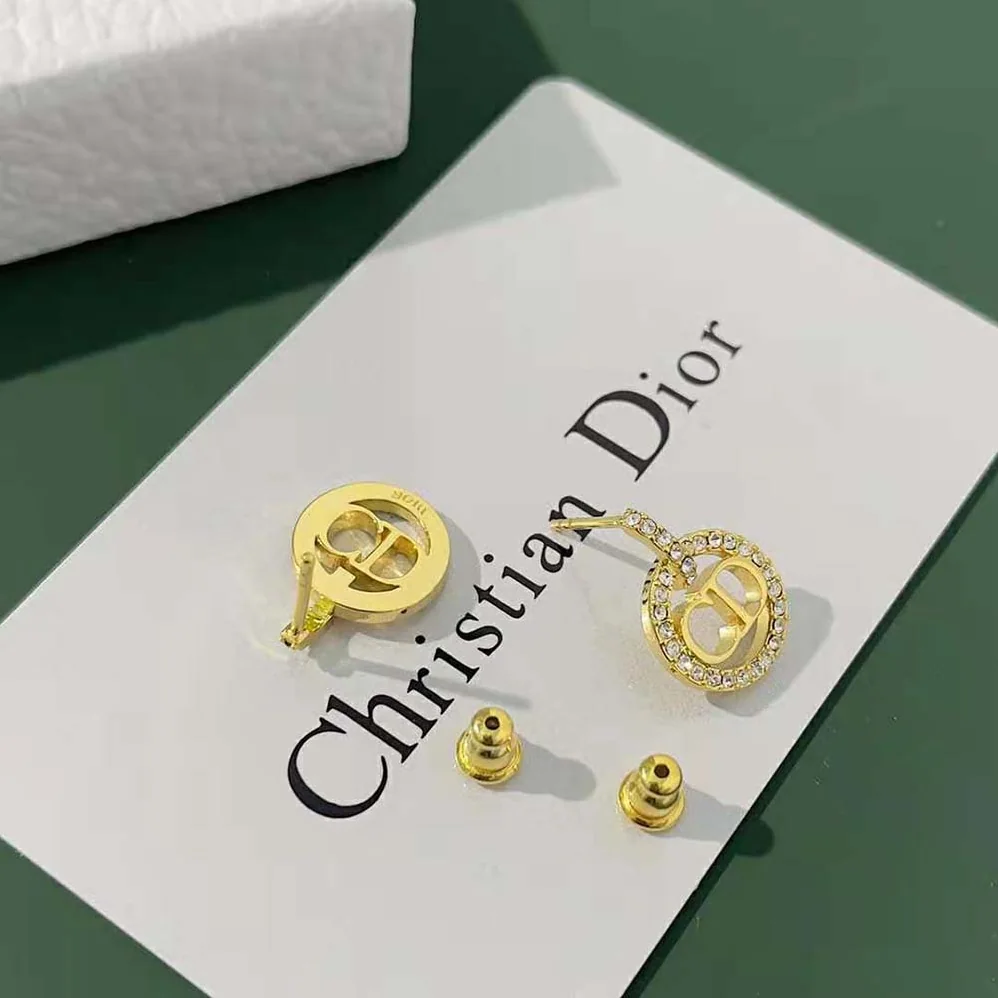 Dior Clair D Lune Earrings Gold-Finish Metal and Silver for Women in Tone Crystals