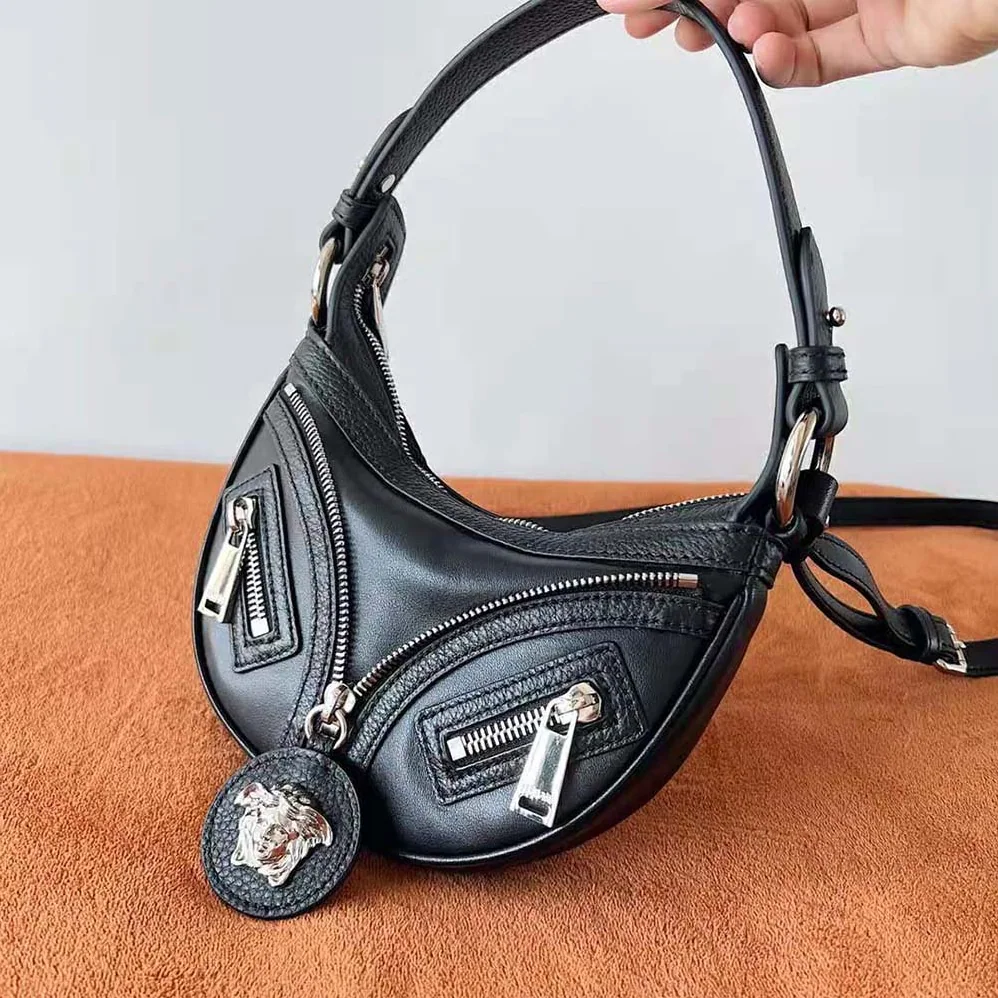 Versace Repeat Mini Hobo Bag for Women in Black