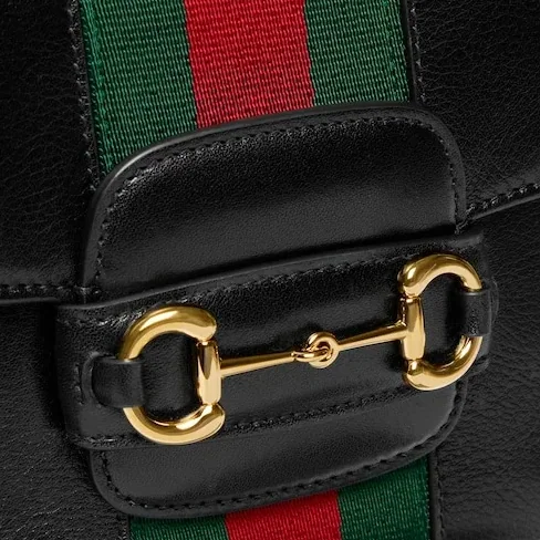 Gucci Horsebit 1955 Small Shoulder Bag in Black Gold Hardware