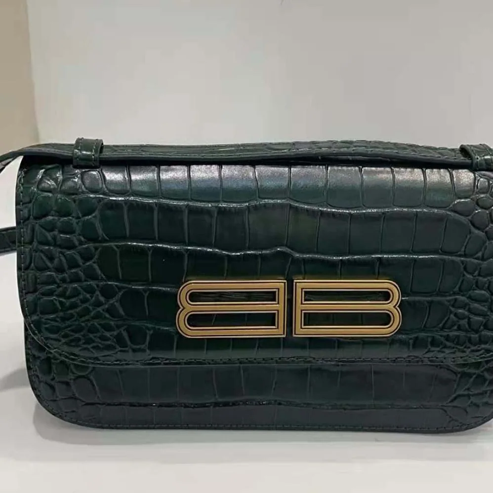 Balenciaga Gossip Small Bag in Extra Supple Crocodile Embossed Calfskin in Forest Green for Women