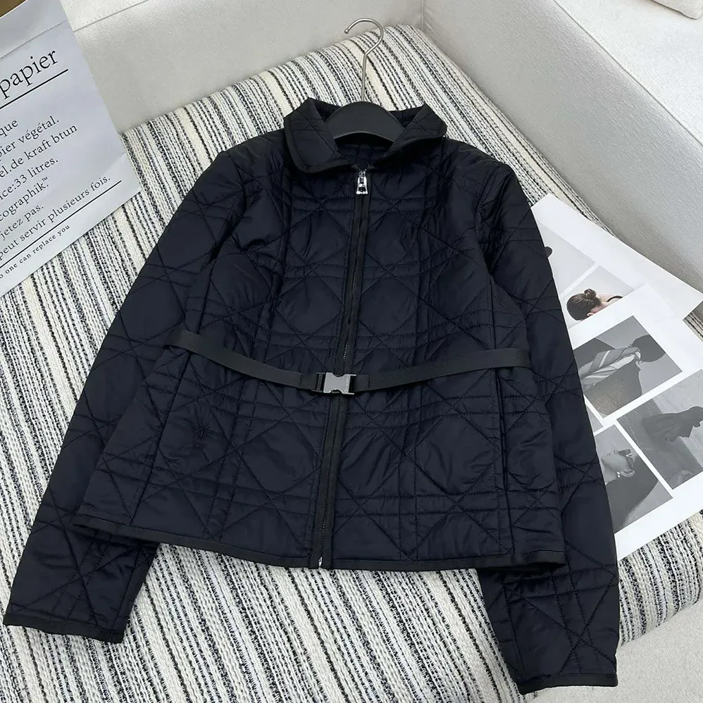 Dior Macrocannage Belted Peacoat Black Quilted Technical Taffeta for Women Dior Macrocannage Belted Peacoat Black Quilted Technical Taffeta for Women