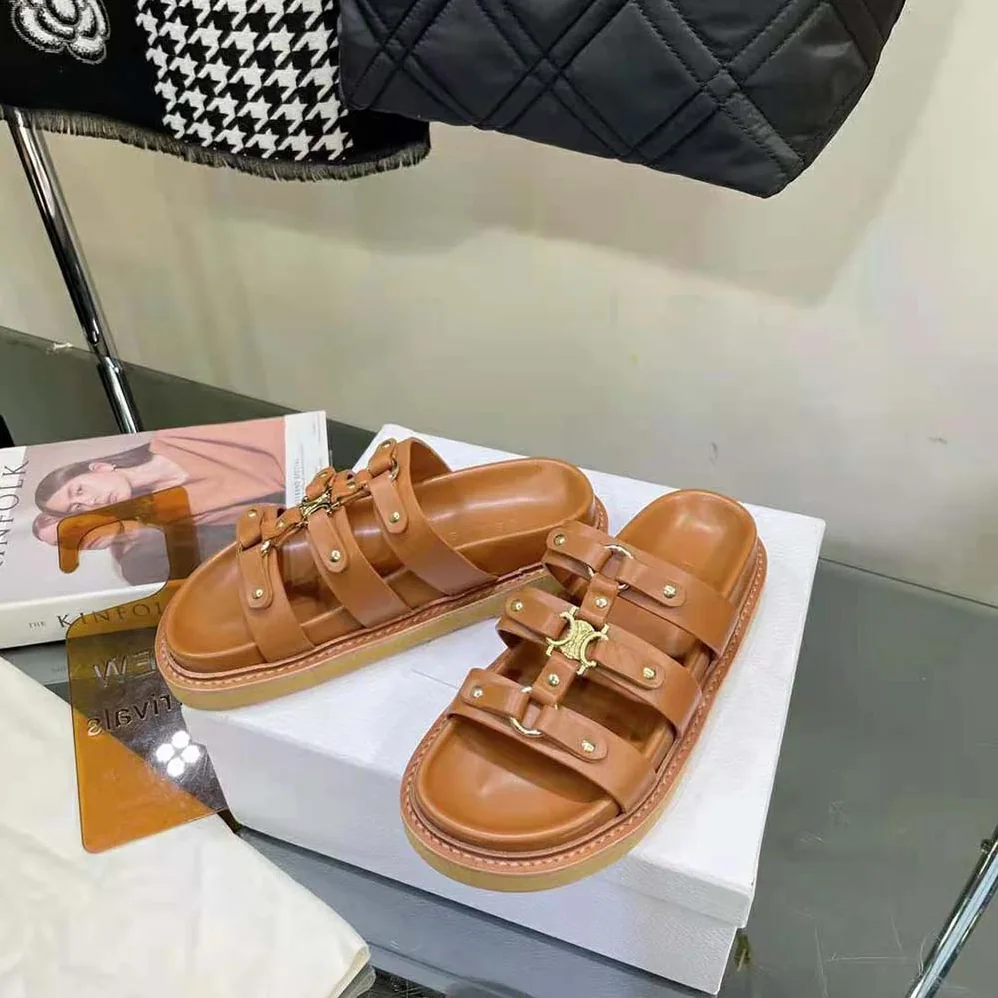 Celine Slides Tippi in Calfskin Vegetal Tanning for Women Celine Slides Tippi in Calfskin Vegetal Tanning for Women
