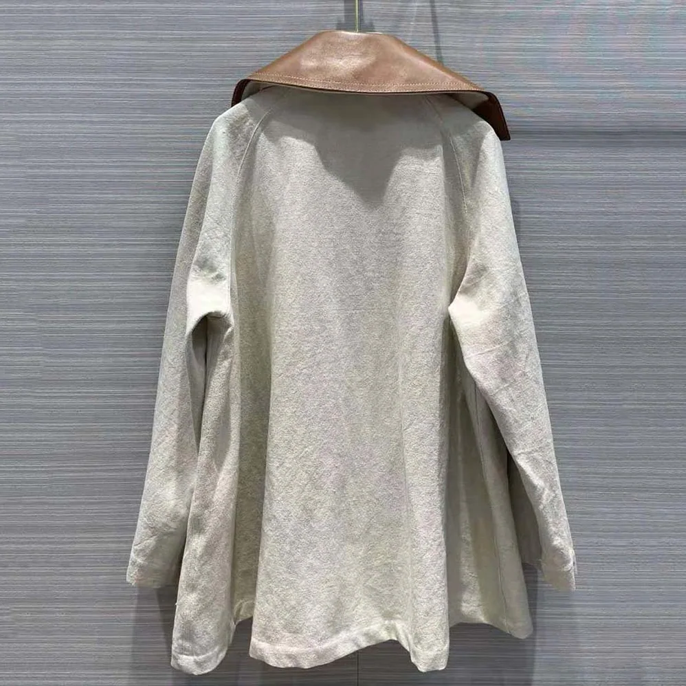 Loewe Trapeze Peacoat in Cotton and Linen for Women Loewe Trapeze Peacoat in Cotton and Linen for Women