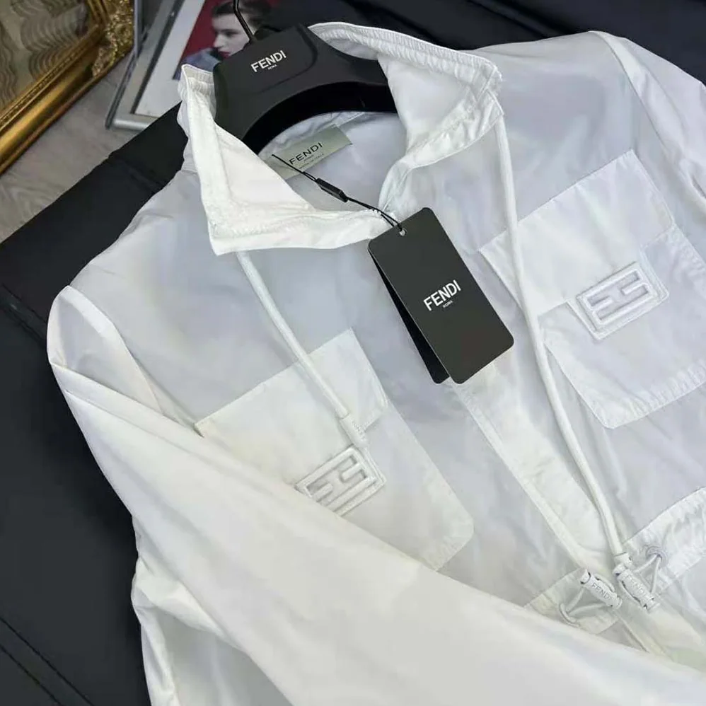 Fendi High Collar Shirt White Cotton Dress for Women