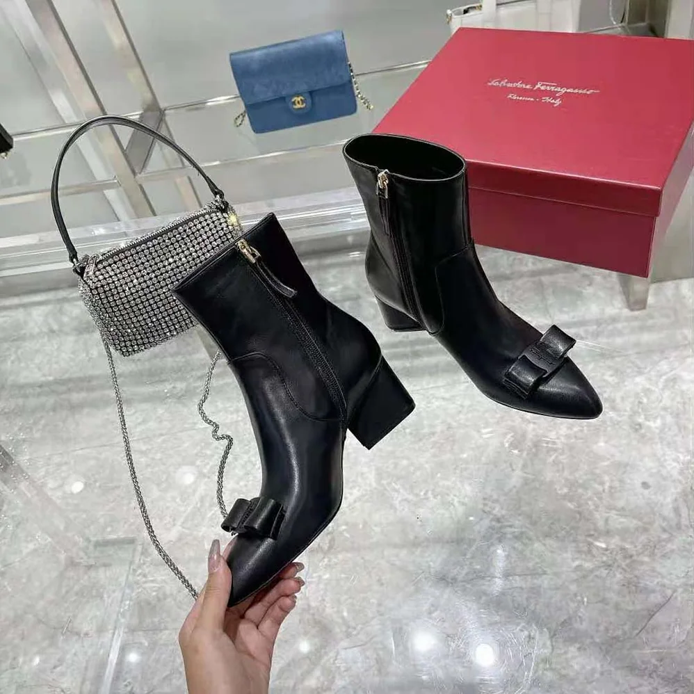 Salvatore Ferragamo Viva Bootie in 55mm Heel for Women in Black Salvatore Ferragamo Viva Bootie in 55mm Heel for Women in Black