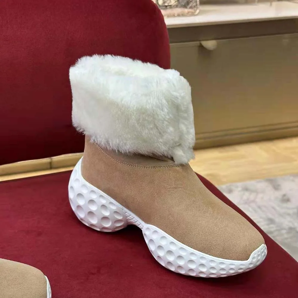 Roger Vivier Viv' Run Light Fur Ankle Boots in Suede for Women Roger Vivier Viv' Run Light Fur Ankle Boots in Suede for Women