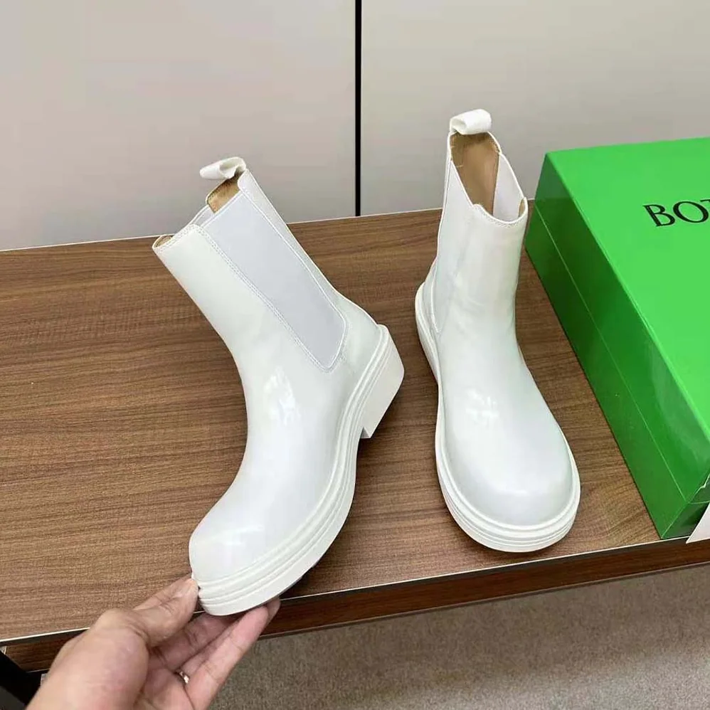 Bottega Veneta Fireman Chelsea Ankle Boot for Women in White Bottega Veneta Fireman Chelsea Ankle Boot for Women in White