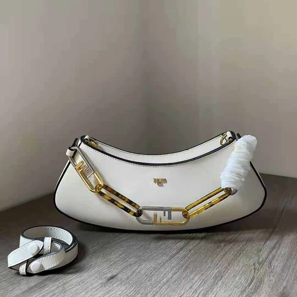 Fendi O'Lock Swing Camellia Leather Pouch for Women Fendi O'Lock Swing Camellia Leather Pouch for Women