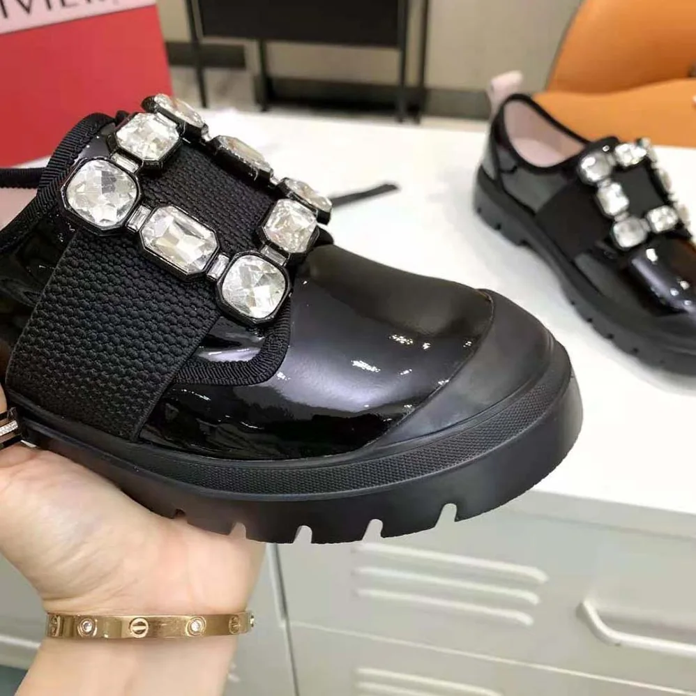 Roger Vivier Walky Viv' Strass Buckle Sneakers in Patent Leather for Women