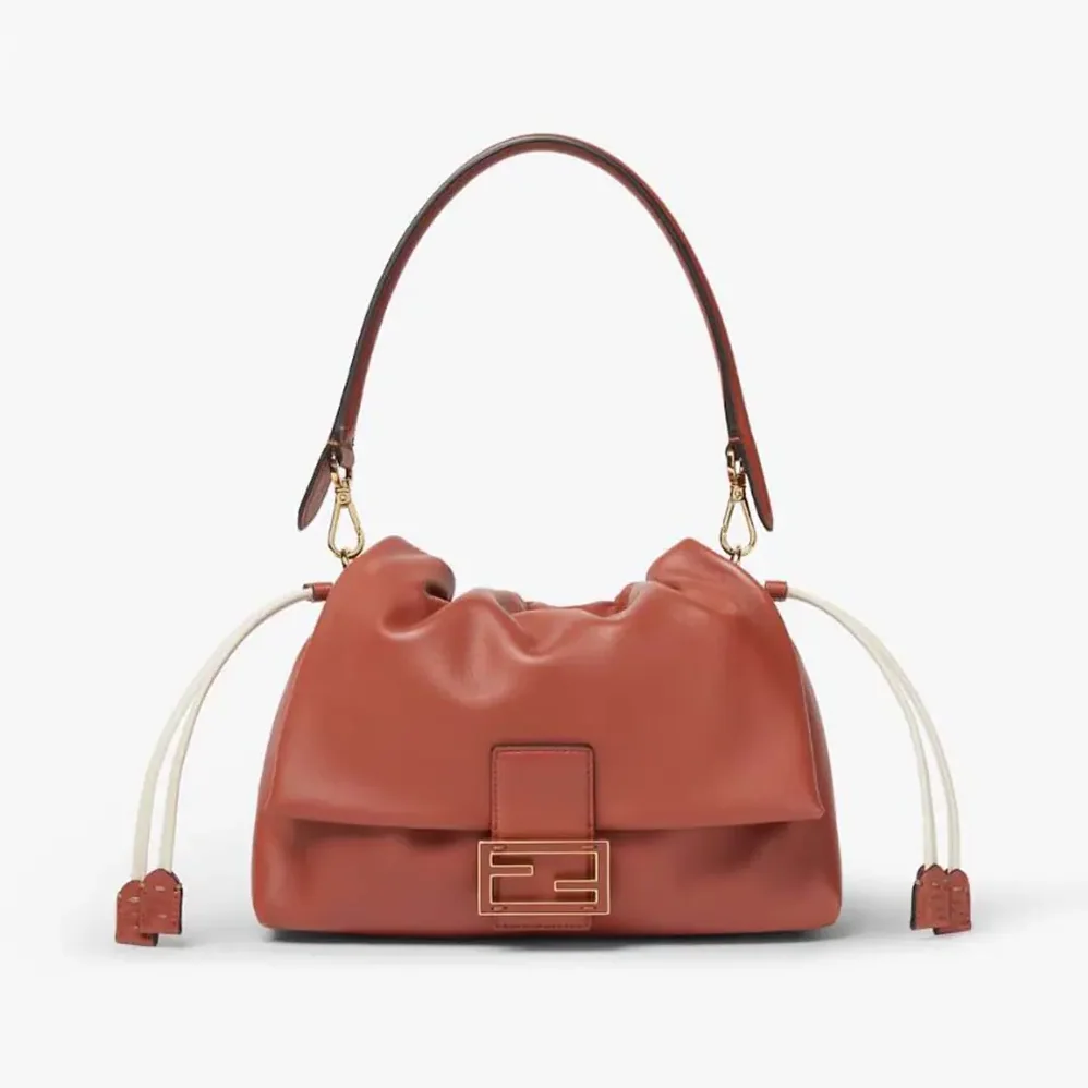 Fendi Mamma Baguette Medium Sienna Brown Nappa Leather Bag for Women