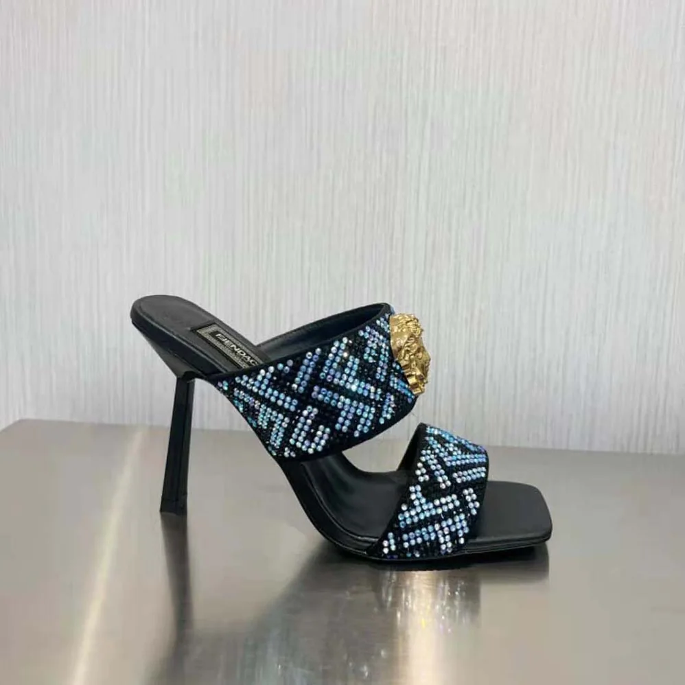 Versace Fendace FF Jacquard Mules for Women Versace Fendace FF Jacquard Mules for Women