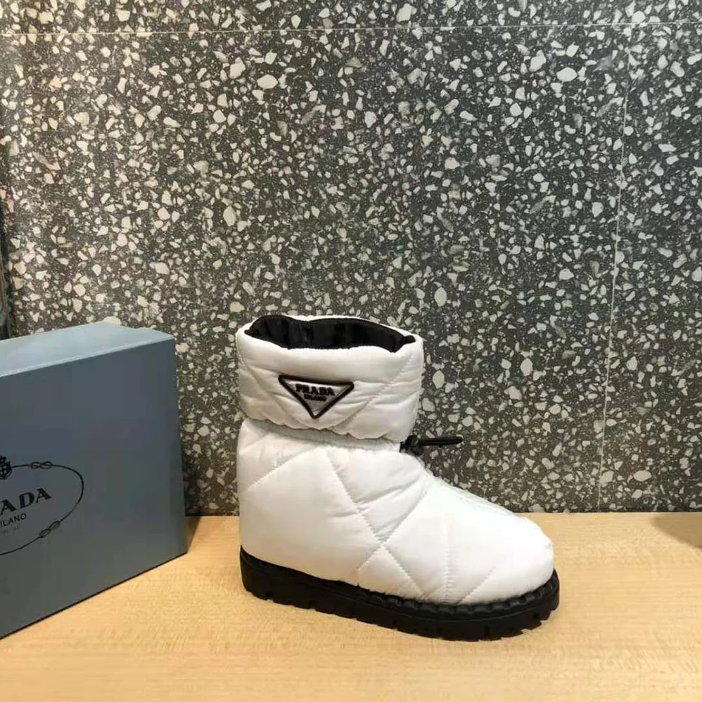 Prada Padded Nylon Booties for Women in White