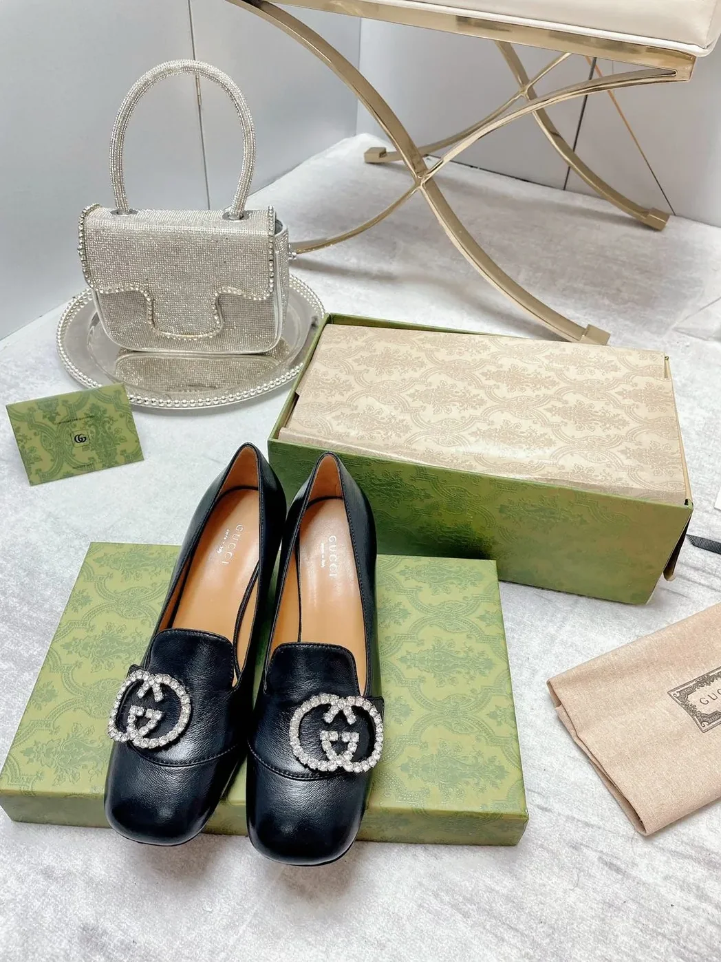 Gucci Mid-Heel Pump With GG Logo Black for Women