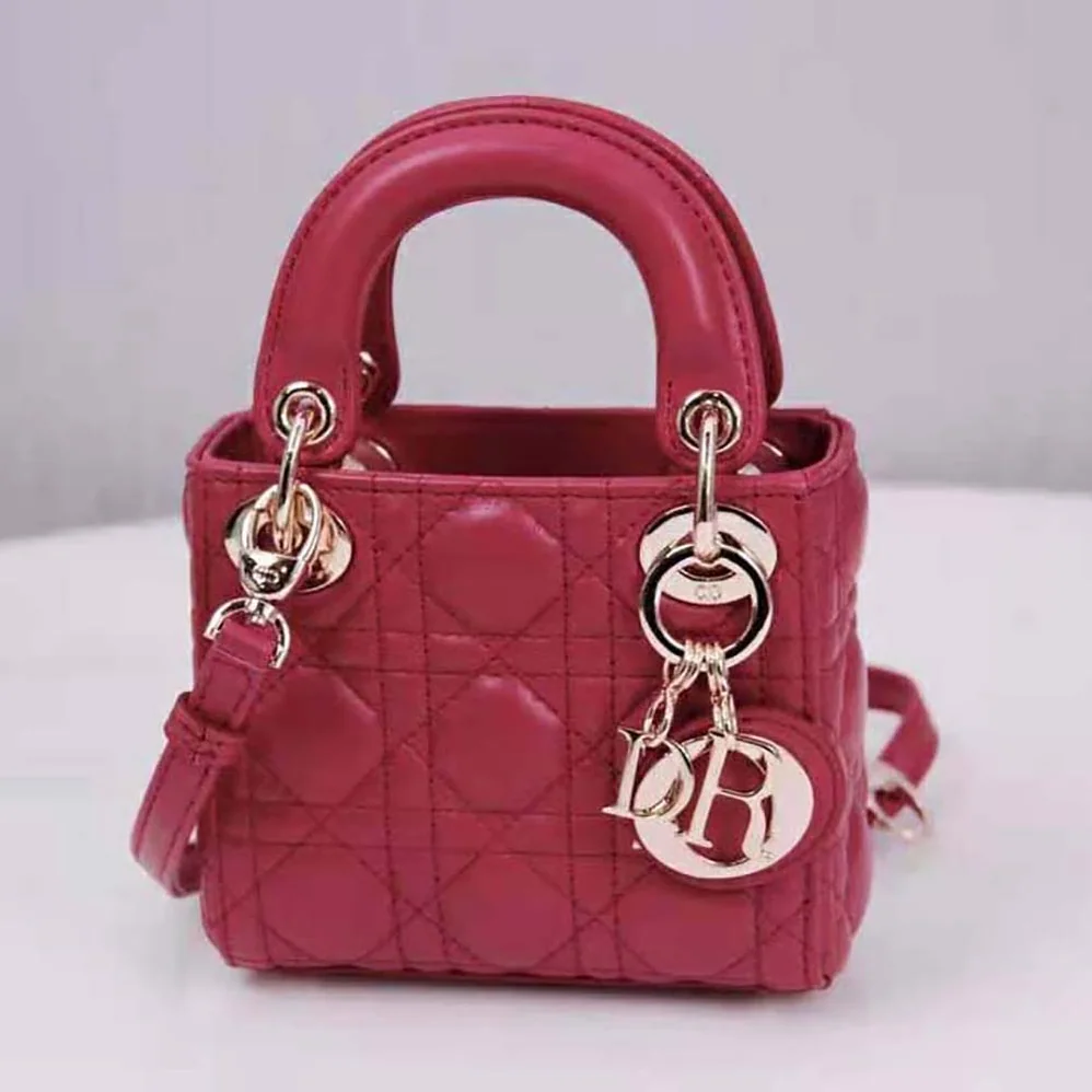 Dior Micro Lady Dior Bag Red Cannage Lambskin for Women Dior Micro Lady Dior Bag Red Cannage Lambskin for Women