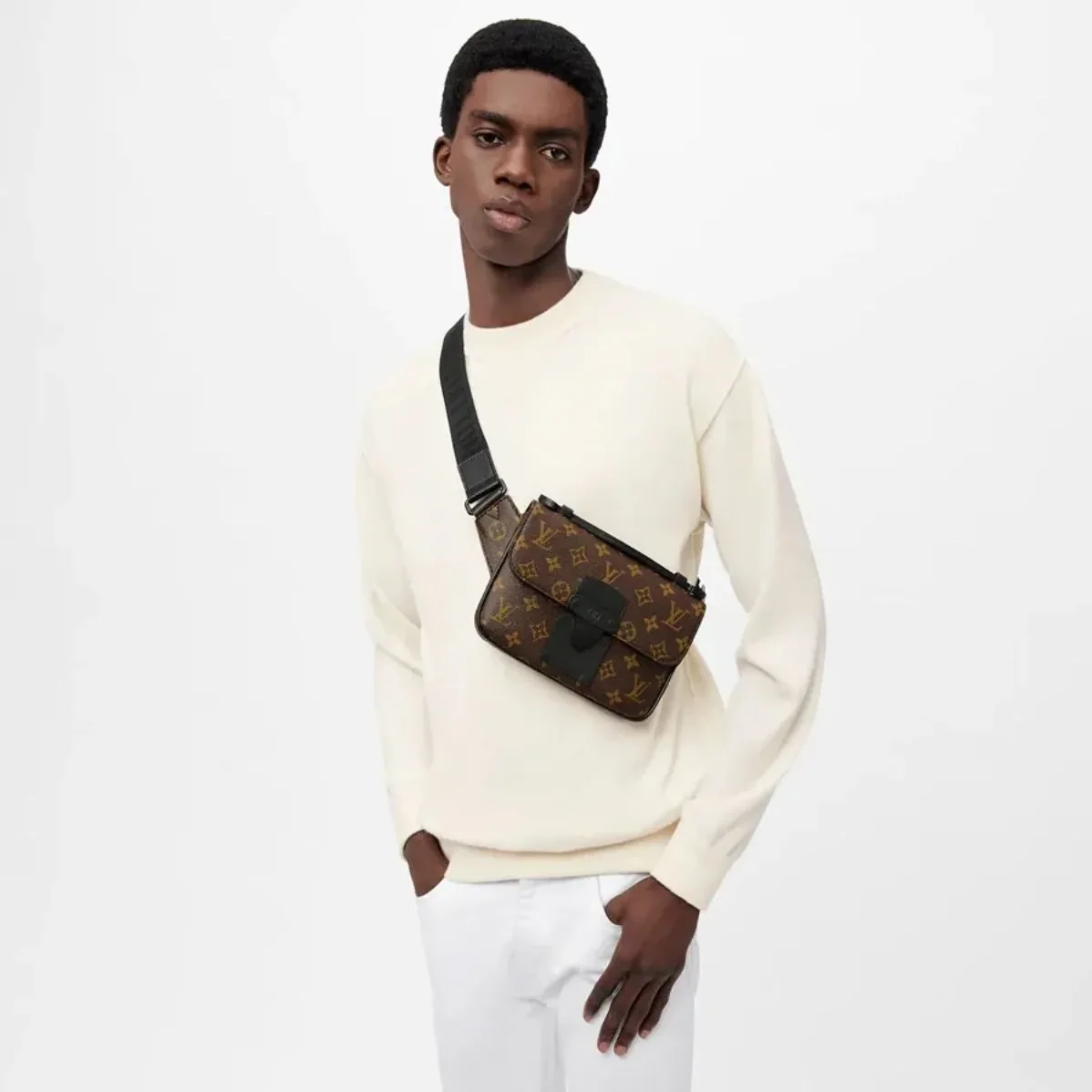 Louis Vuitton S-Lock Sling Monogram Macassar Black Louis Vuitton S-Lock Sling Monogram Macassar Black