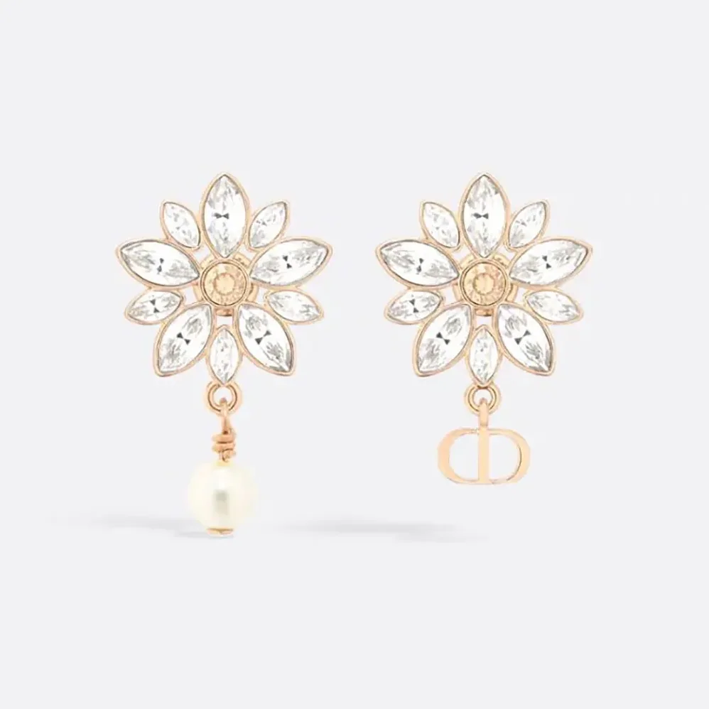 Dior Fleur de Glace Earrings Pale Gold-Finish Metal with White Resin Pearl for Women Dior Fleur de Glace Earrings Pale Gold-Finish Metal with White Resin Pearl for Women