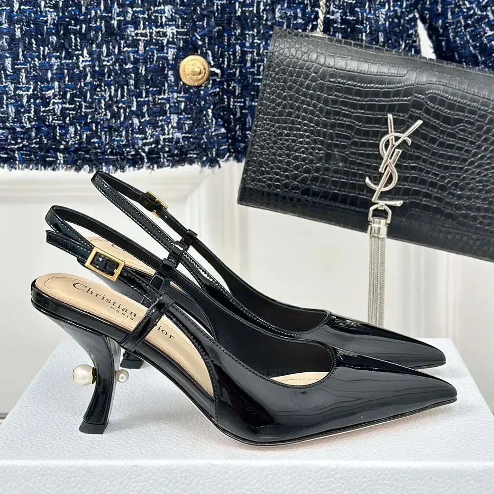 Dior Tribales Slingback Pump Black Patent Calfskin for Women