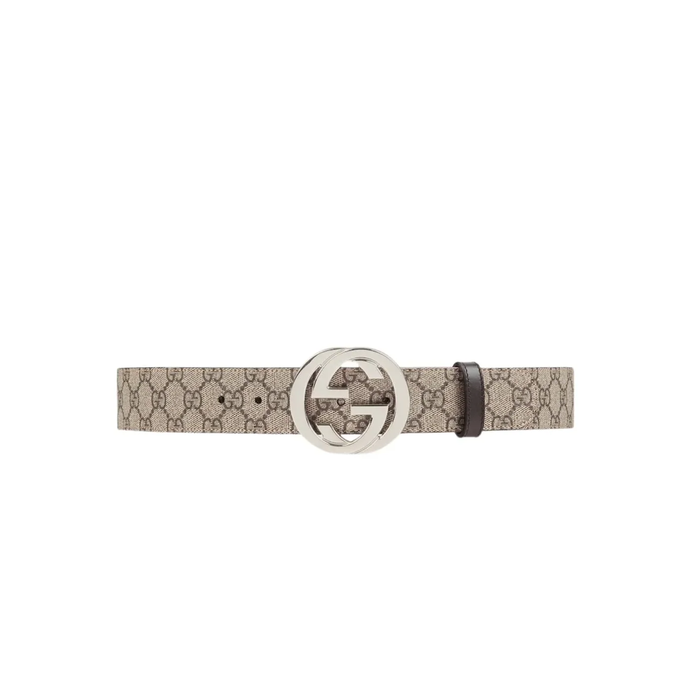 Gucci GG Belt With Interlocking G Buckle Beige in Ebony