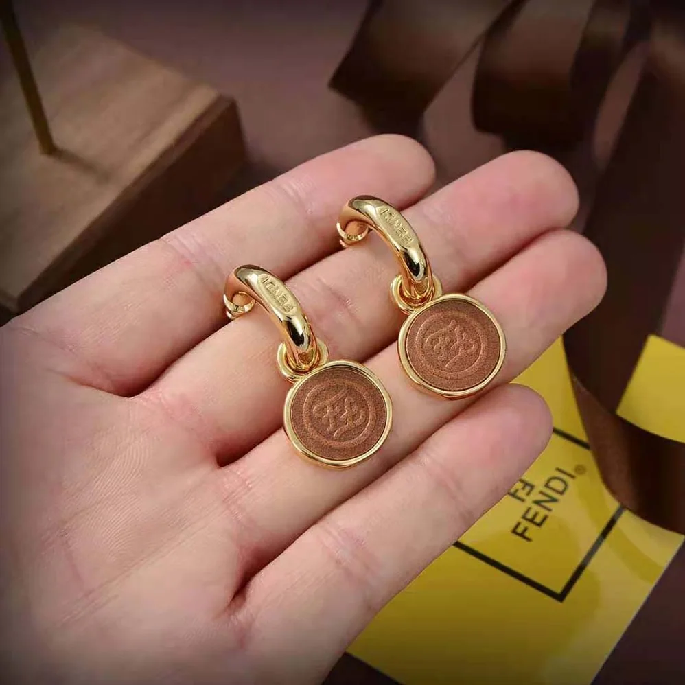 Fendi Karligraphy Earrings Gold for Women in Colored