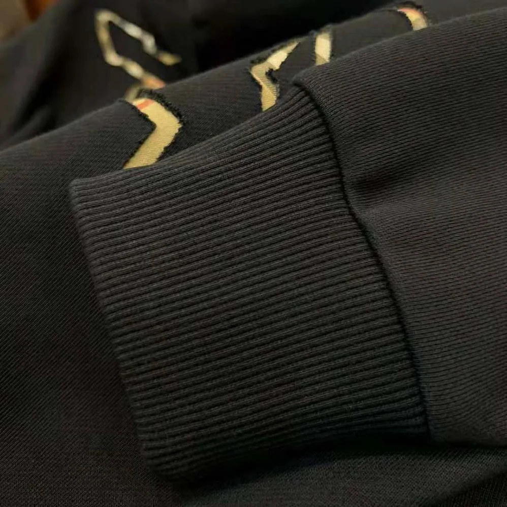 Burberry Check EKD Cotton Hoodie for Men in Black Burberry Check EKD Cotton Hoodie for Men in Black