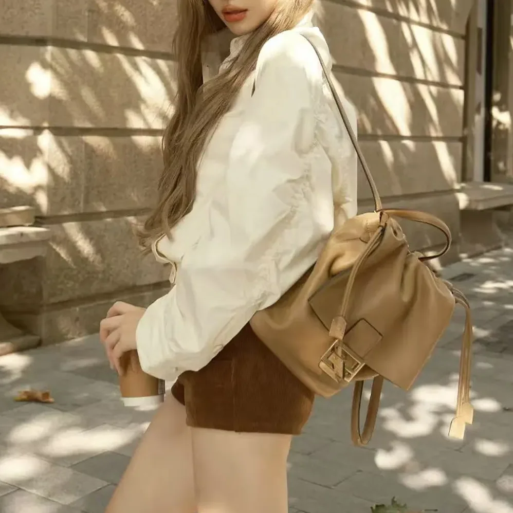 Fendi Cappuccino Brown Leather Backpack for Women Fendi Cappuccino Brown Leather Backpack for Women