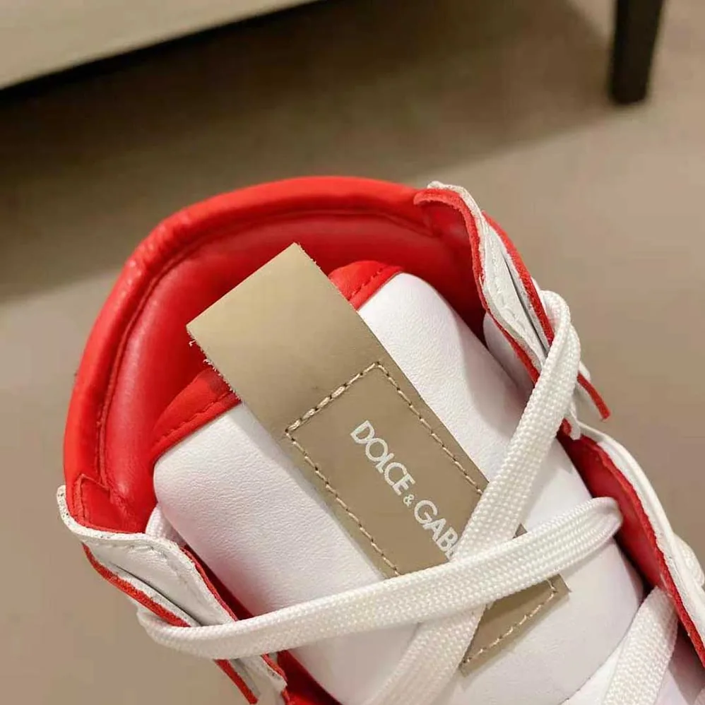 Dolce Gabbana D&G Calfskin Custom 2.Zero High-Top Sneakers with Contrasting Details for Men in Red Dolce Gabbana D&G Calfskin Custom 2.Zero High-Top Sneakers with Contrasting Details for Men in Red