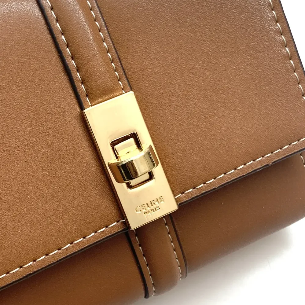 Celine Small Trifold Wallet 16 in Satinated Calfskin for Women in Brown