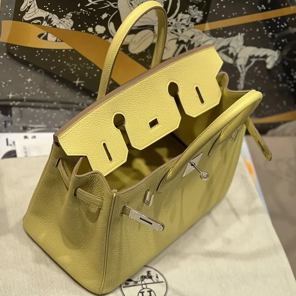 Hermes Birkin 30 Bag in Epsom Leather with Silver Hardware in Yellow/Silver Hermes Birkin 30 Bag in Epsom Leather with Silver Hardware in Yellow/Silver