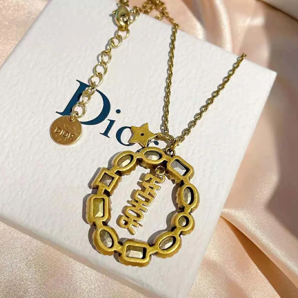 Dior J adior Necklace Antique Gold-Finish Metal and Multicolor Crystals for Women