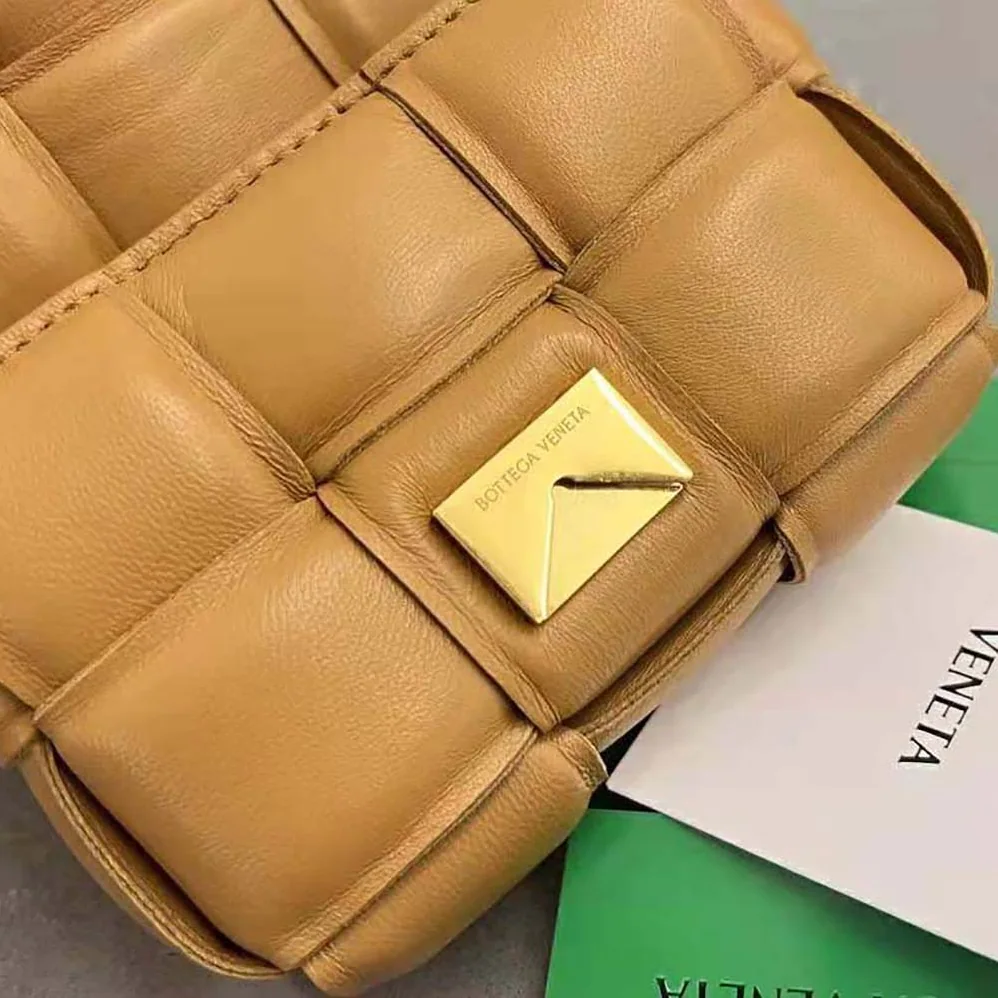 Bottega Veneta Candy Padded Cassette Mini Padded Intreccio Leather Cross-Body Bag for Women in Brown