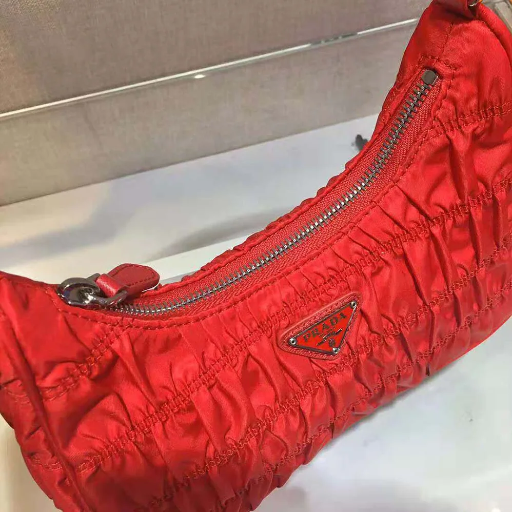 Prada Nylon and Saffiano Leather Mini Bag for Women in Red