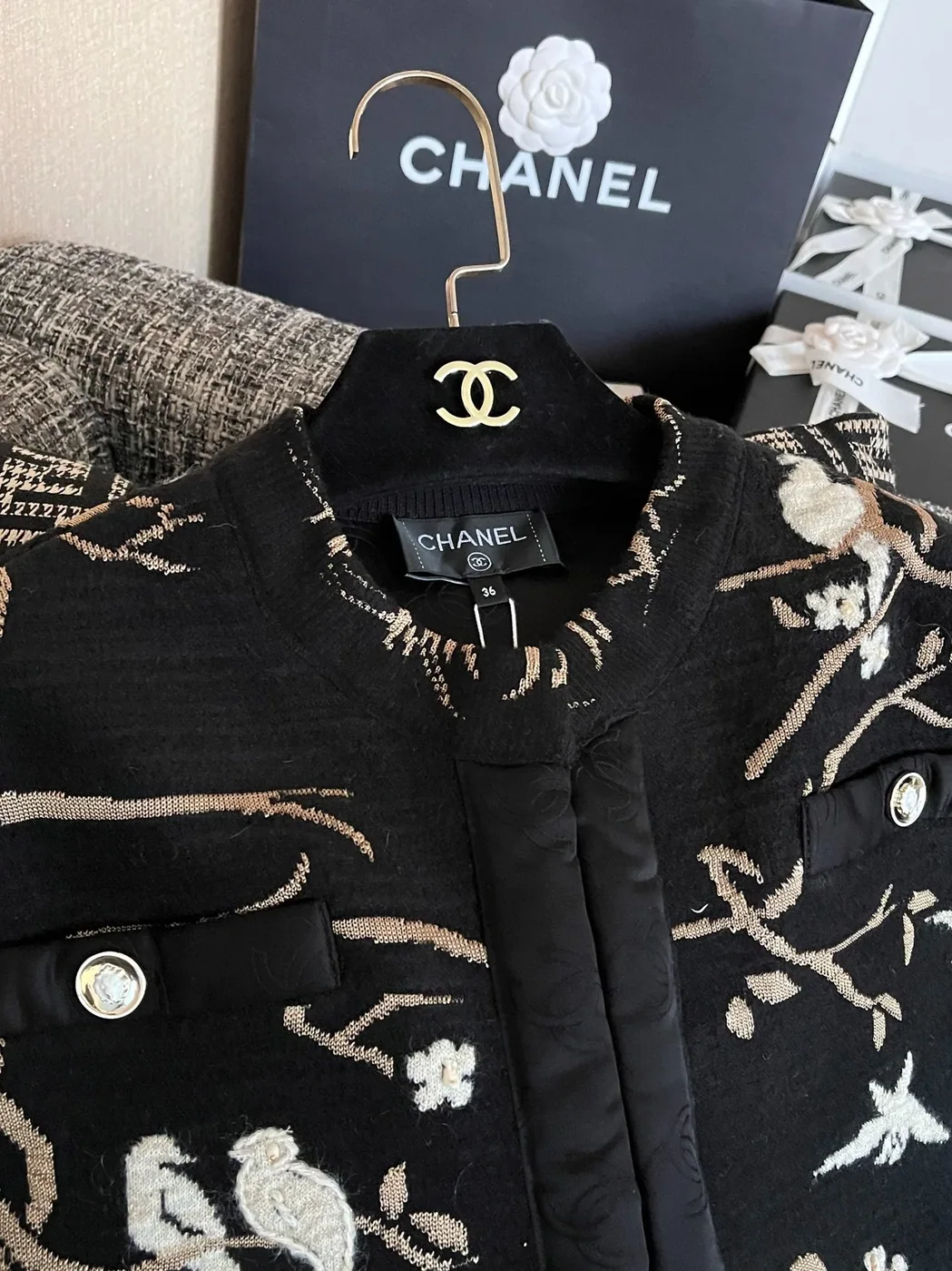 Chanel Cropped Jacket Black Chanel Cropped Jacket Black