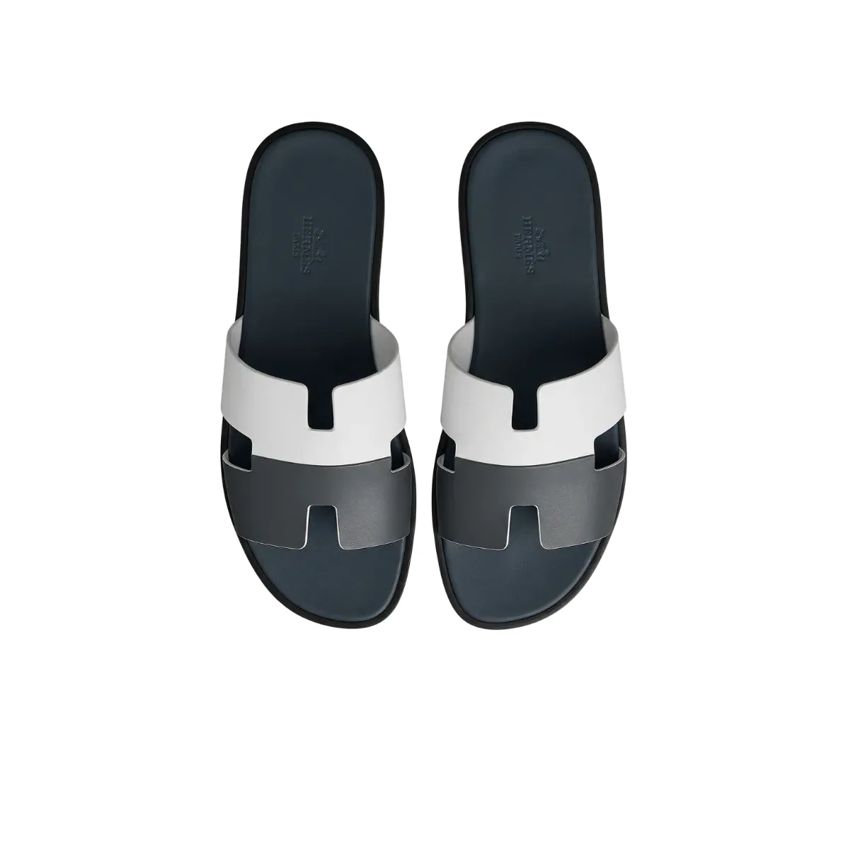 Hermes Izmir Sandals Navy Blue in White Hermes Izmir Sandals Navy Blue in White