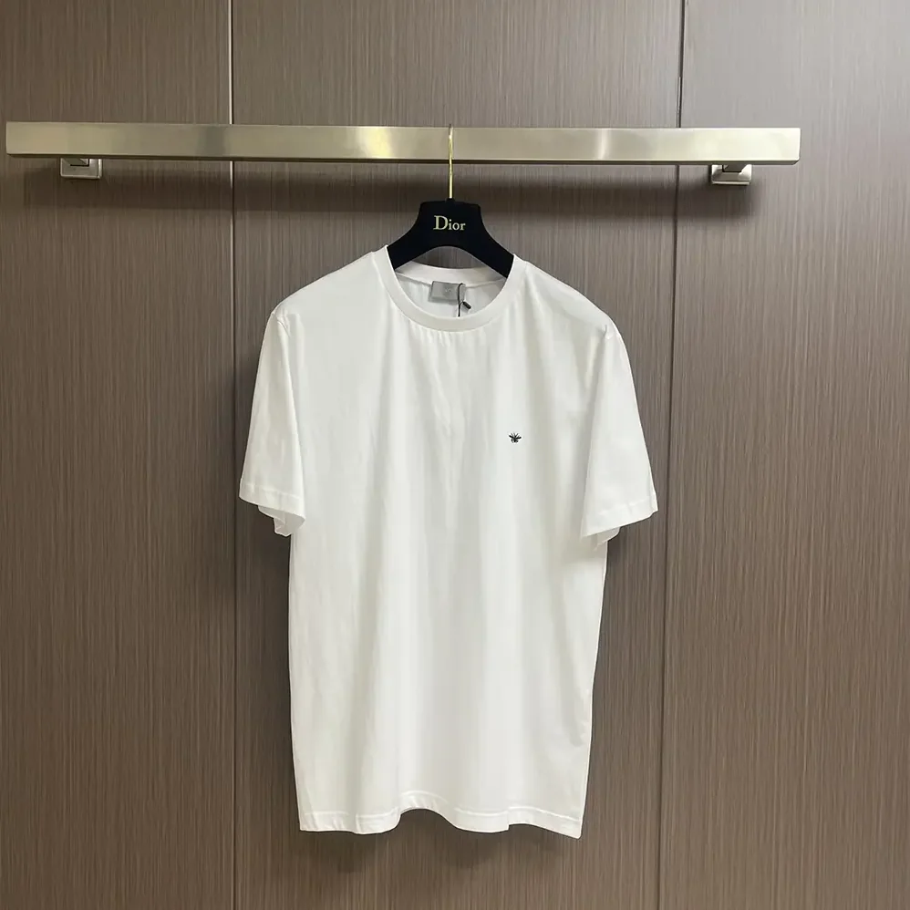 Dior T-Shirt with Bee Embroidery White Cotton Jersey for Men