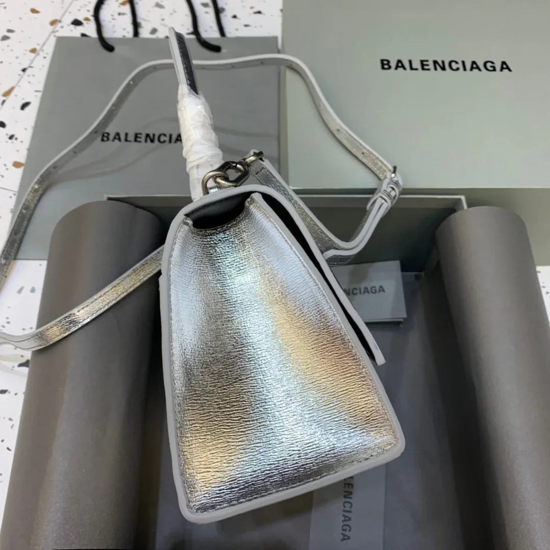 Balenciaga Hourglass Small Handbag In Sliver Balenciaga Hourglass Small Handbag In Sliver