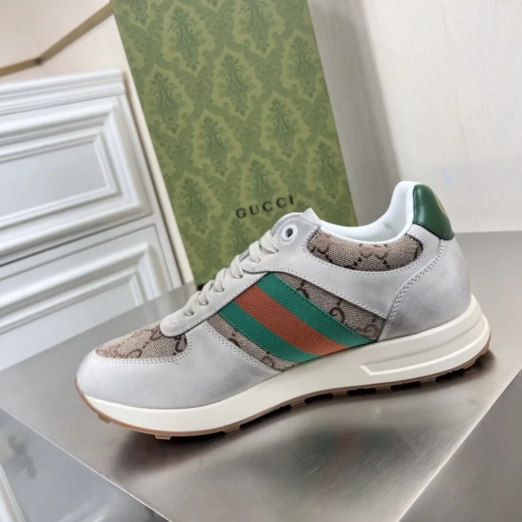 Gucci GG Sneaker With Web Green GG Shoes for Men