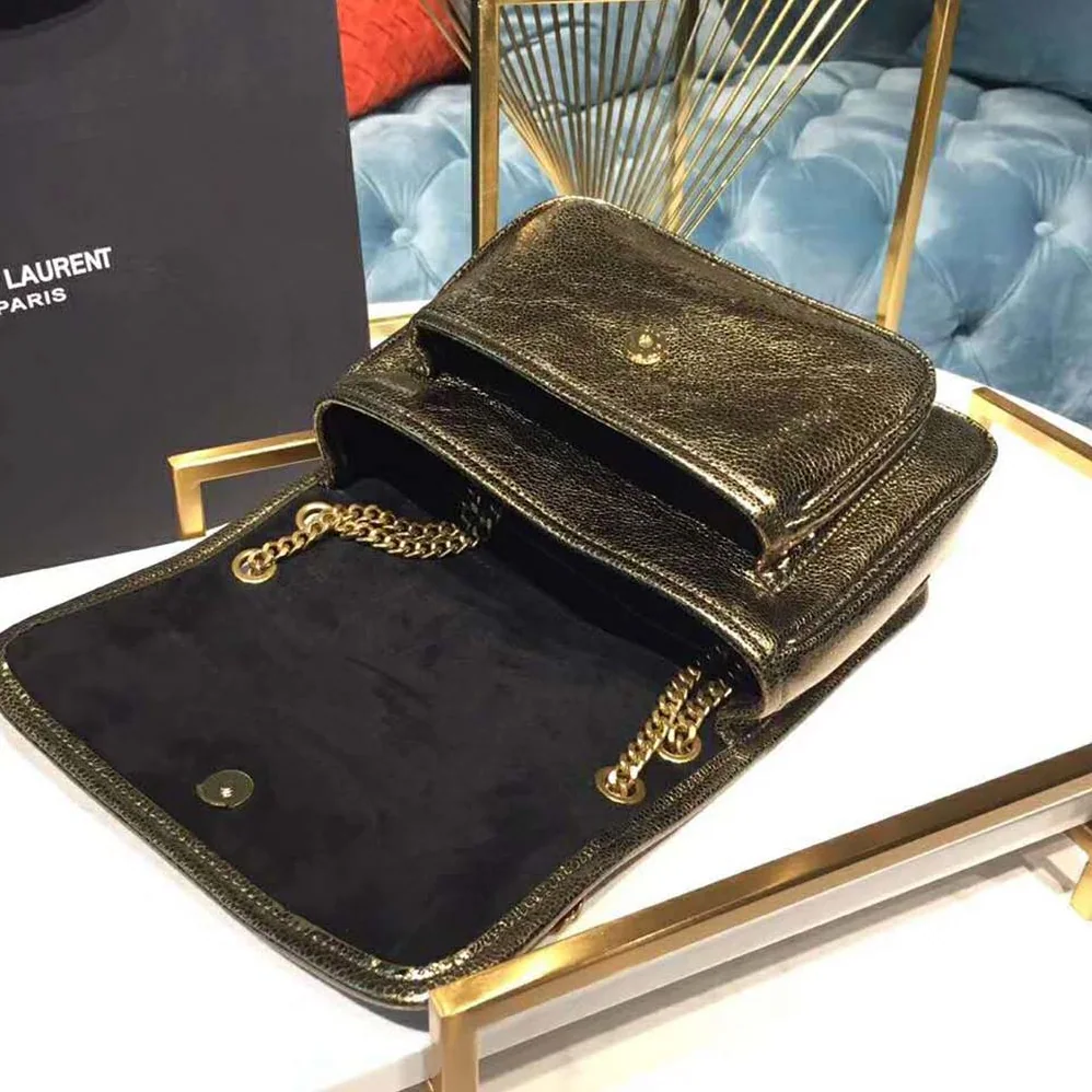 Saint Laurent YSL Niki Baby in Metallic Leather for Women in Black
